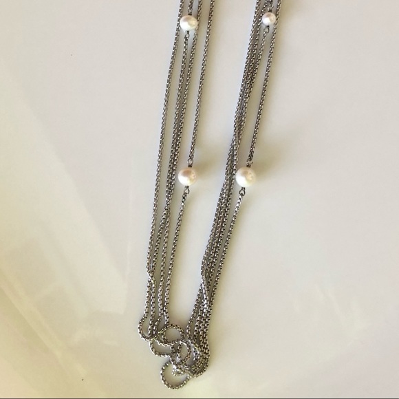 David Yurman Four Row Chain Necklace with Pearls - Picture 12 of 16